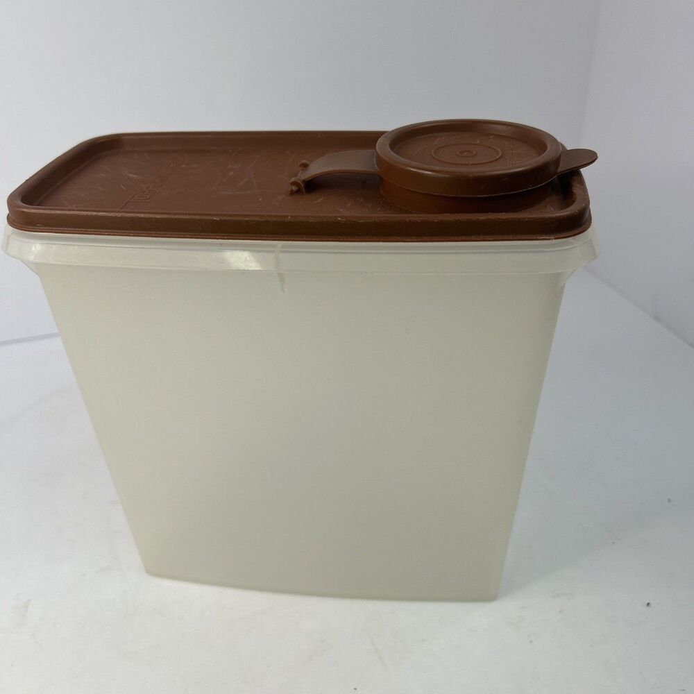 Vintage Tupperware Super Cereal Storer 115 Sheer Container Brown Flip Top Lid